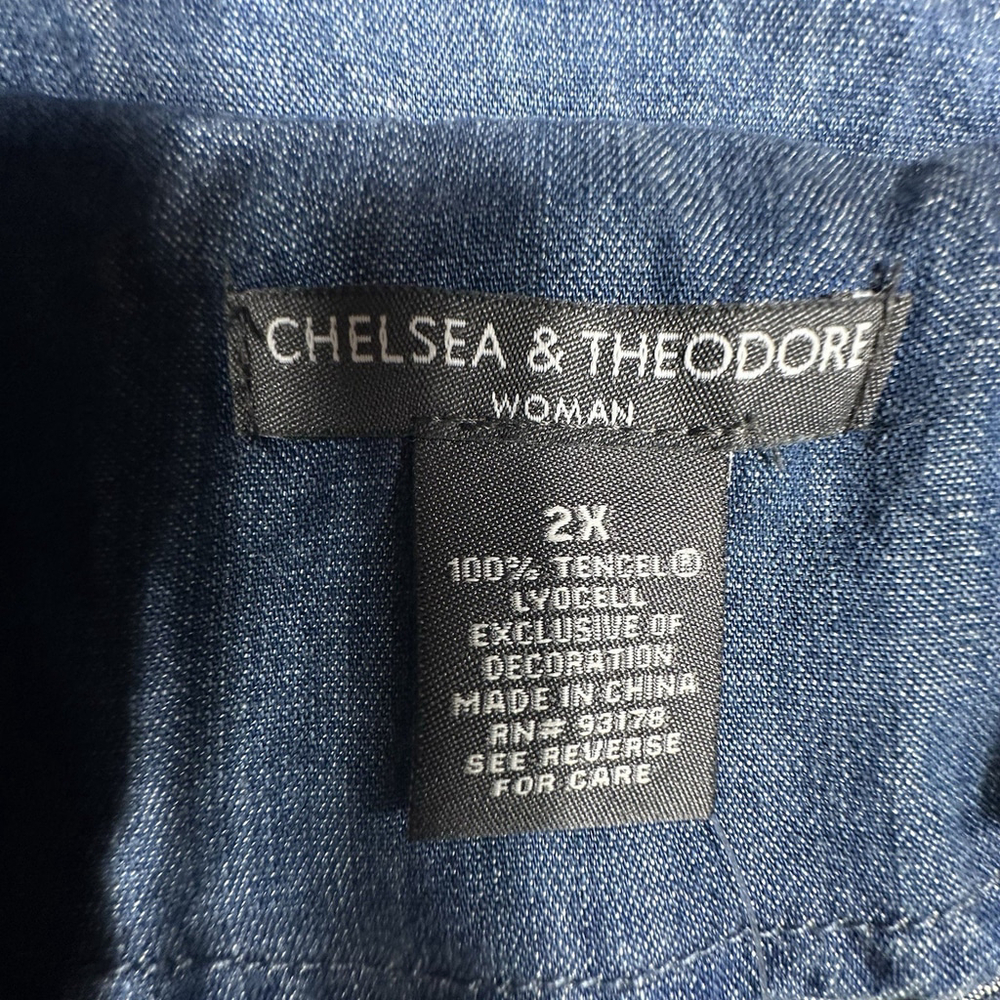 Chelsea & Theodore Denim Zip up Floral Embroided Jacket Size 2XL - Picture 7 of 12